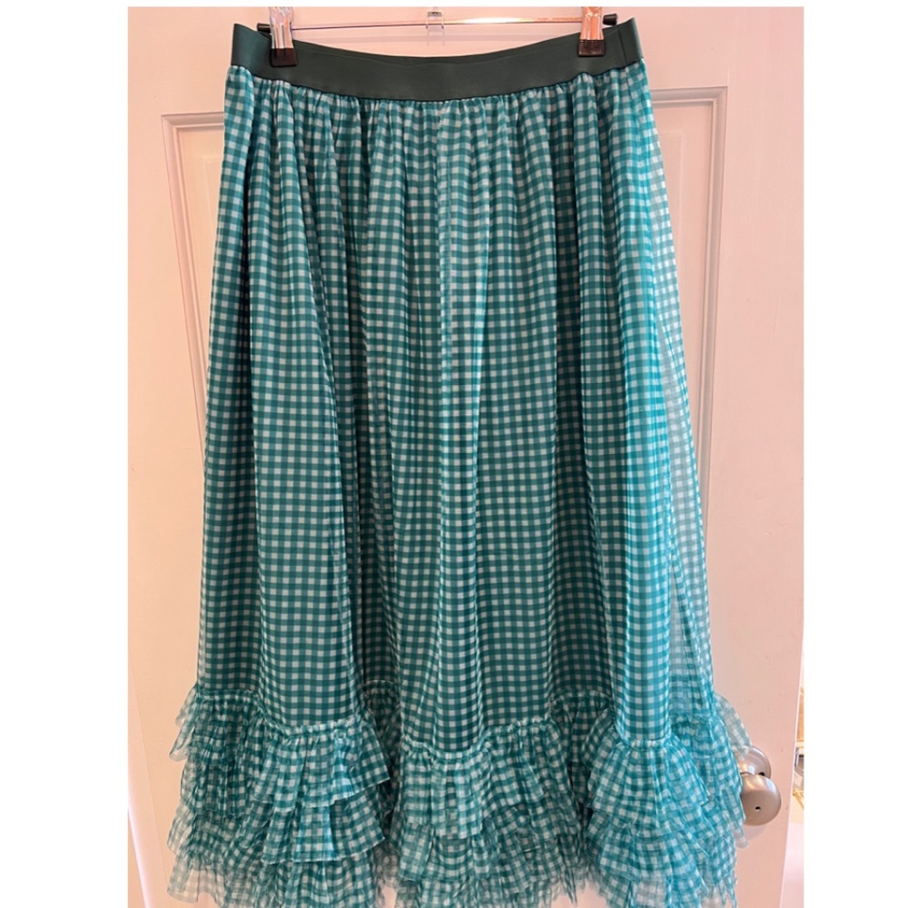 Anthropologie Mare Checkered Ruffle Skirt